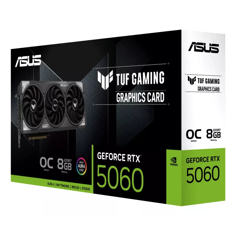 Graphics card ASUS GeForce RTX 5060 8 GB GDDR7 PCIe 5.0, 3840 CUDA, OC, 3x DisplayPort 2.1b + HDMI 2.1b, 302 mm, 3-slot