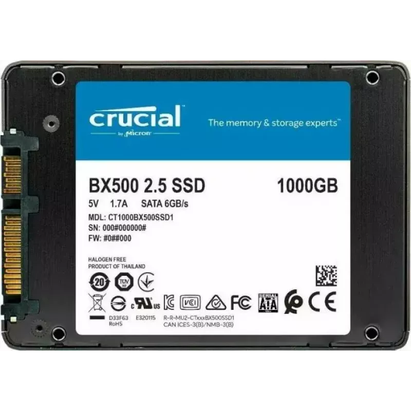 Crucial BX500 1TB 3D NAND SATA 2.5-Inch Internal SSD, up to 540MB/s - CT1000BX500SSD1