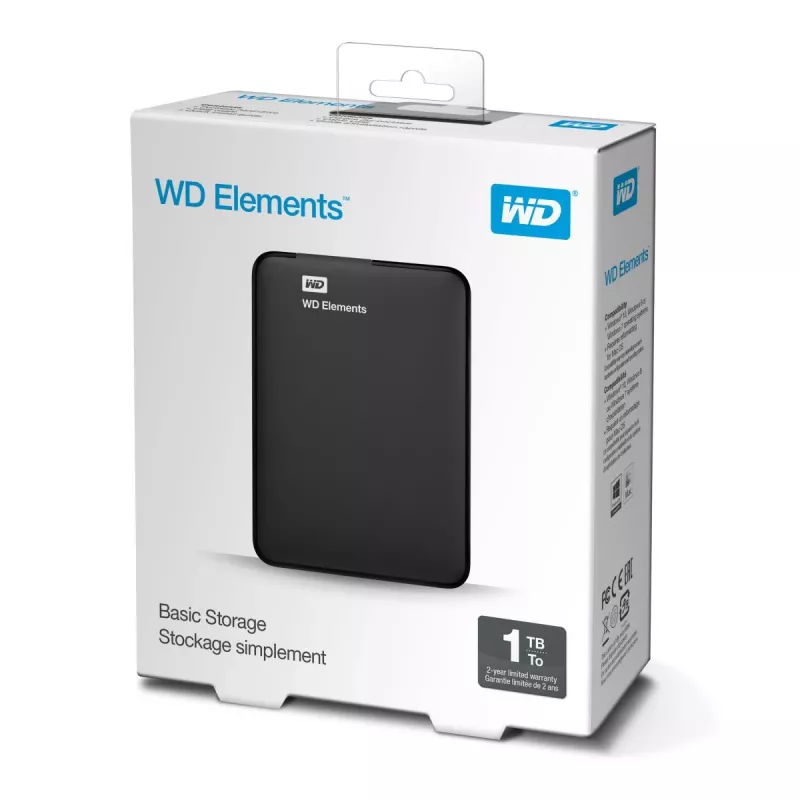 External Hard Drive Western Digital 1TB 2.5 inch USB 3.2 Gen 1 WDBUZG0010BBK-WESN