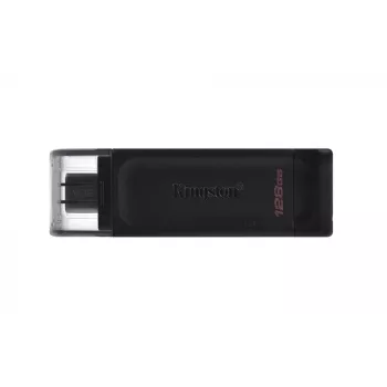 Kingston Technology DataTraveler 128GB USB-C 3.2 Gen 1 70, 128 GB, USB Type-C, 3.2 Gen 1 (3.1 Gen 1), Cap, 7 g, Black