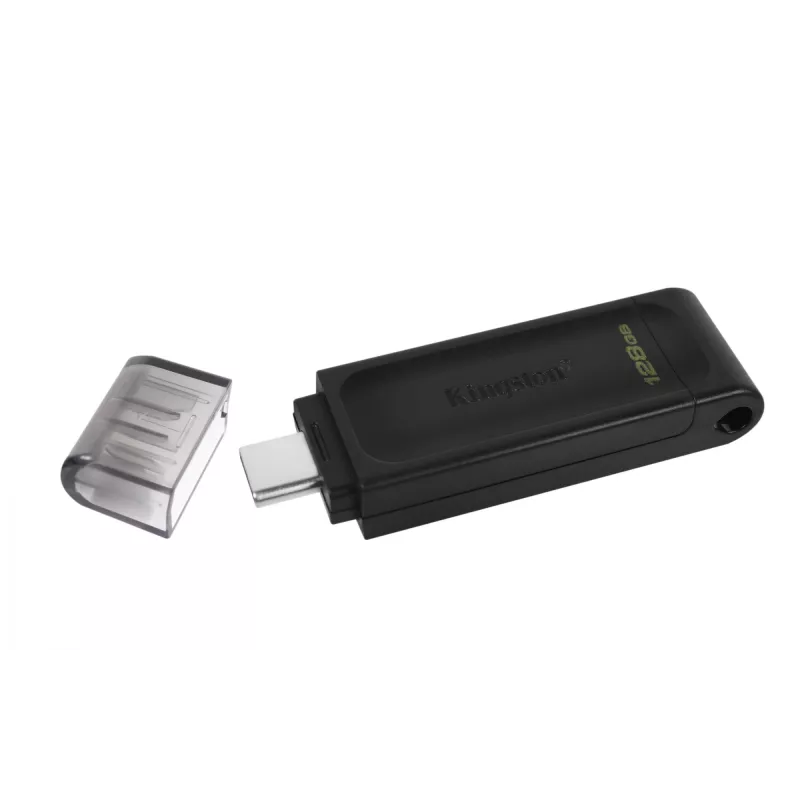 Kingston Technology DataTraveler 128GB USB-C 3.2 Gen 1 70, 128 GB, USB Type-C, 3.2 Gen 1 (3.1 Gen 1), Cap, 7 g, Black