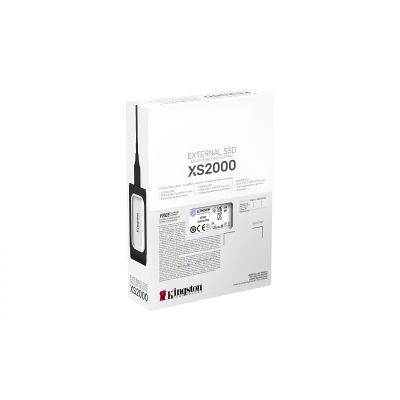 Kingston Technology 2000G PORTABLE SSD XS2000, 2 TB, USB Type-C, 3.2 Gen 2 (3.1 Gen 2), 2000 MB/s, Black, Silver