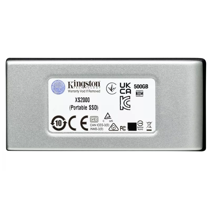 Kingston Technology 1000G PORTABLE SSD XS2000, 1 TB, USB Type-C, 3.2 Gen 2 (3.1 Gen 2), 2000 MB/s, Black, Silver