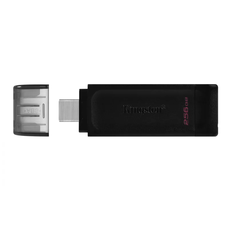 Kingston Technology DataTraveler 256GB USB-C 3.2 Gen 1 70, 256 GB, USB Type-C, 3.2 Gen 1 (3.1 Gen 1), Cap, 7 g, Black