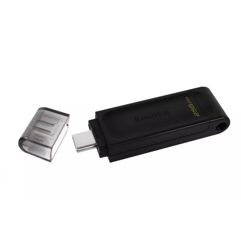 Kingston Technology DataTraveler 256GB USB-C 3.2 Gen 1 70, 256 GB, USB Type-C, 3.2 Gen 1 (3.1 Gen 1), Cap, 7 g, Black