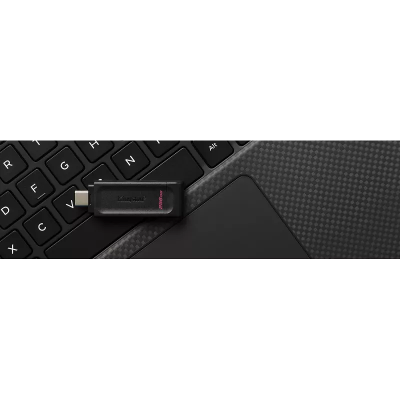 Kingston Technology DataTraveler 256GB USB-C 3.2 Gen 1 70, 256 GB, USB Type-C, 3.2 Gen 1 (3.1 Gen 1), Cap, 7 g, Black