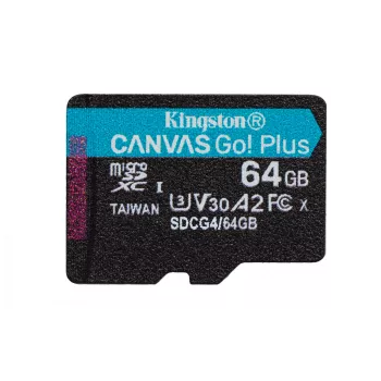 Kingston Technology 64GB microSDXC Canvas Go Plus Gen4 200MB/s A2 U3 V30 Card + Adapter