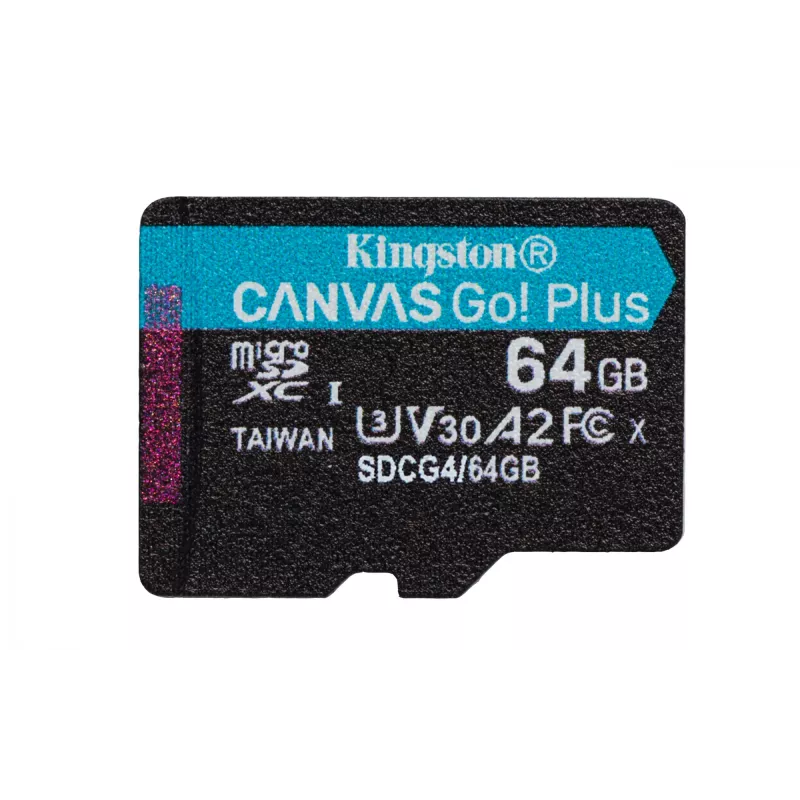 Kingston Technology 64GB microSDXC Canvas Go Plus Gen4 200MB/s A2 U3 V30 Card + Adapter
