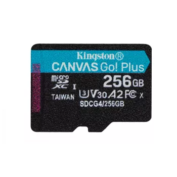 Kingston Technology 256GB microSDXC Canvas Go Plus Gen4 200MB/s A2 U3 V30 Card + Adapter