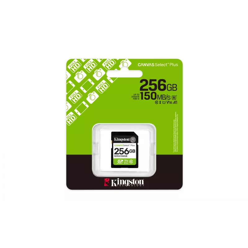 SDXC memory card KINGSTON Canvas Select Plus Gen3 256GB SD UHS‑I 150MB/s C10 U1 V10
