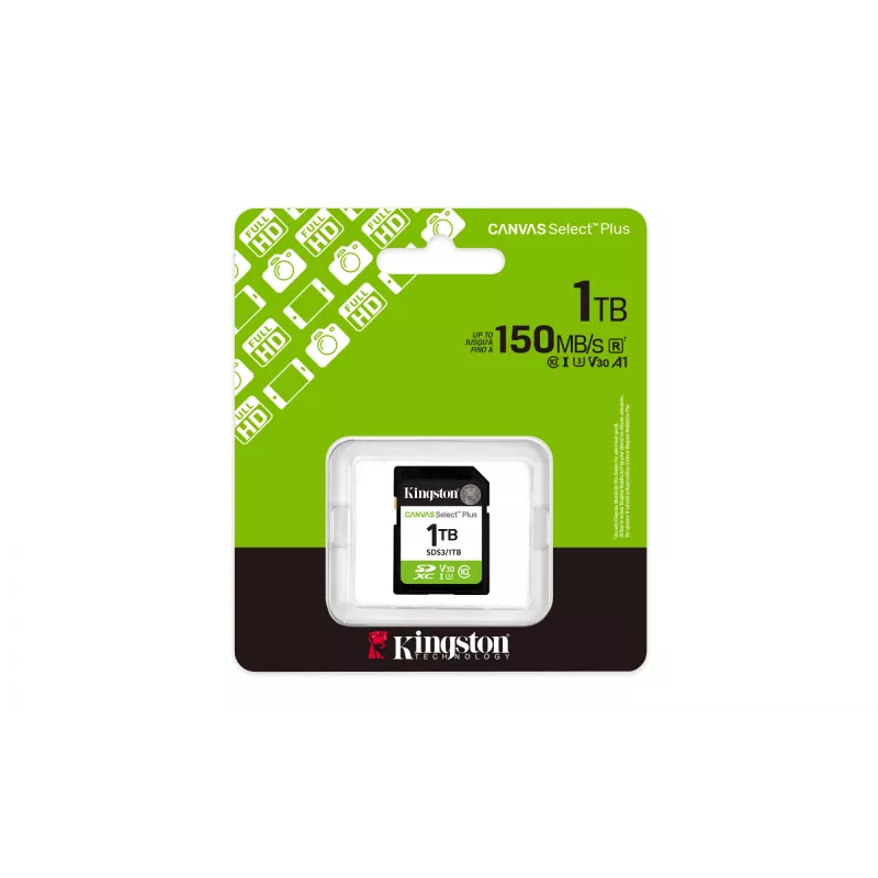 SD memory card KINGSTON Canvas Select Plus Gen3 1TB SDXC UHS-I V30 U3 Class 10, 150 MB/s