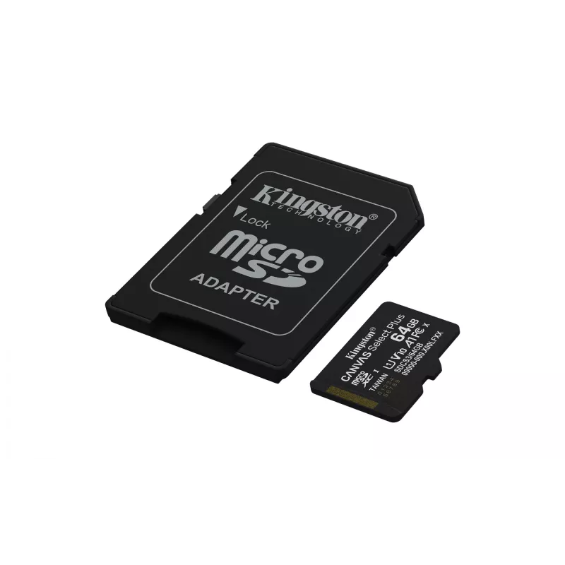Kingston Technology 64GB microSDXC Canvas Select Plus Gen3 100MB/s A1 Card + Adapter