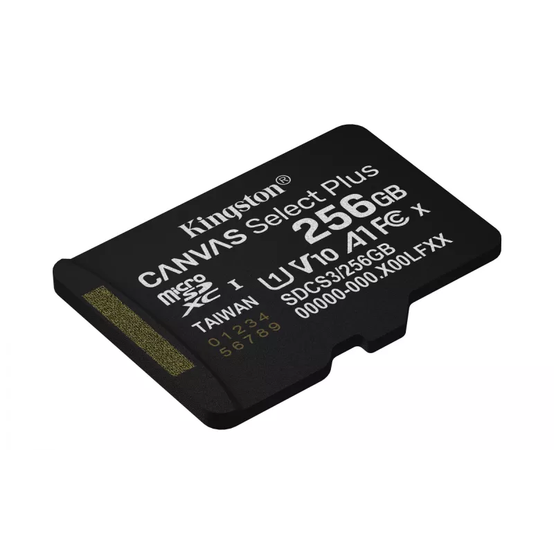 MicroSDXC memory card KINGSTON 256GB UHS‑I Canvas Select Plus Gen3, Class 10, 150 MB/s, A1, V10