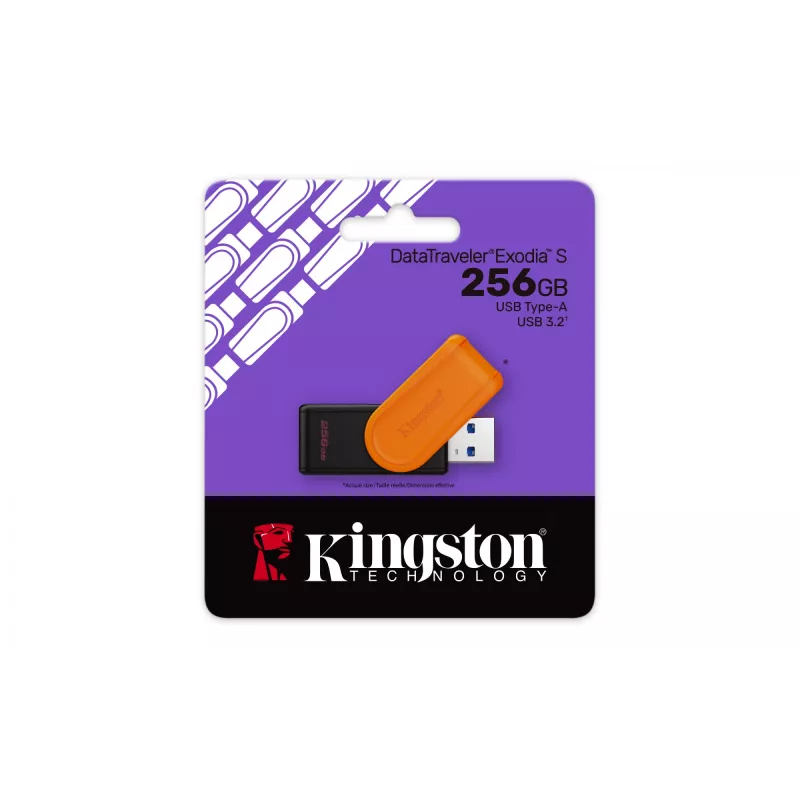 Kingston Technology DataTraveler 256GB Portable USB 3.2 Gen 1 Exodia S (Black/Orange)
