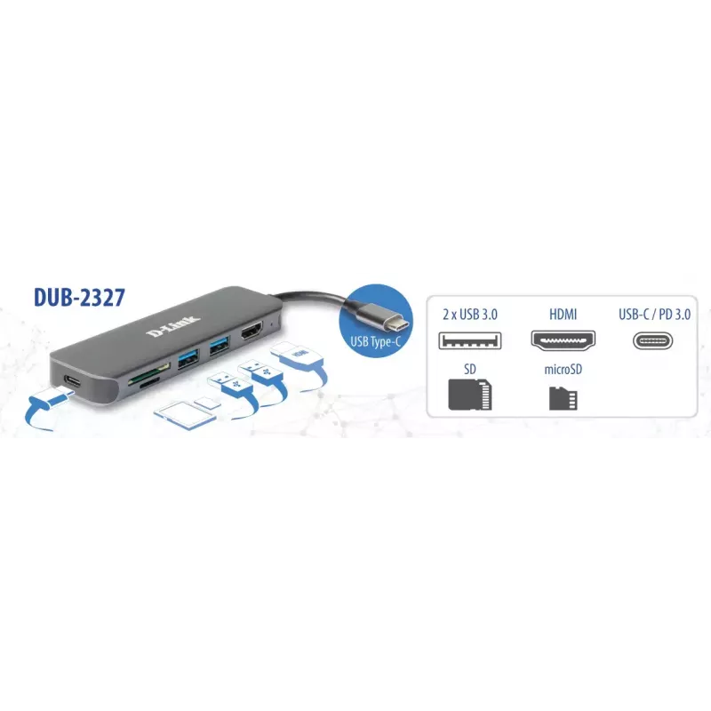 D-Link 6-in-1 USB-C Hub with HDMI/Card Reader/Power Delivery