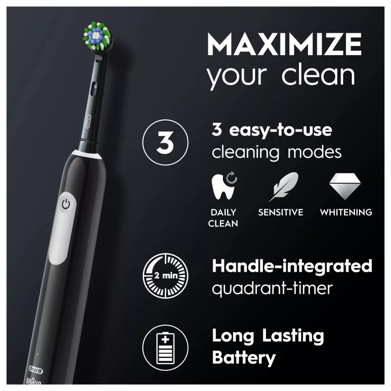 Oral-B Pro 1 Cross Action Adult Rotating-oscillating toothbrush Black
