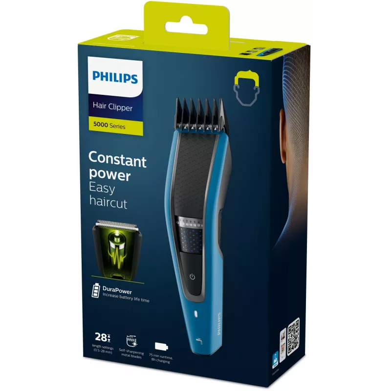 Hair trimmer Philips HC5612/15 — cordless, stainless steel blade, 28 length steps (0.5 mm–28 mm), 75 min runtime