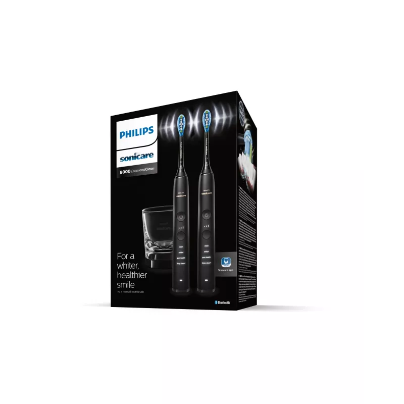 Sonic electric toothbrush Philips DiamondClean 9000 HX9914/54, 2 handles, 5 modes, black, Bluetooth, 1 charger