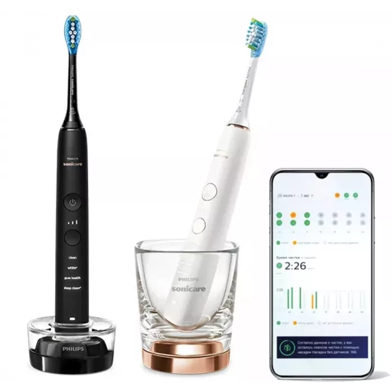 Toothbrush Philips HX9914/57 DiamondClean 9000 2-Pack Black/White