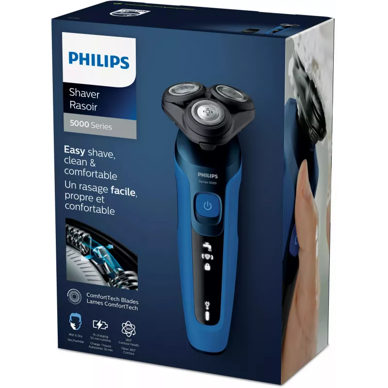 Electric shaver Philips Series 5000 S5466/17 — rotary 3-head, Li-Ion battery, 50 min runtime, washable, wet & dry