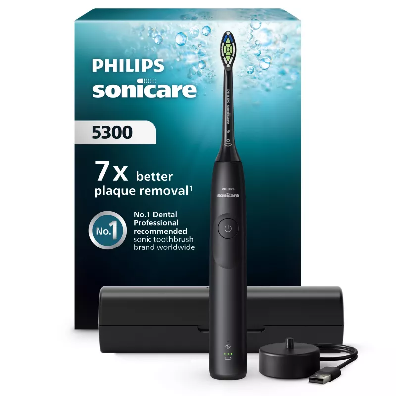 Sonic toothbrush Philips Series 5300 HX7101/02 — sonic, 62,000 movements/min, 3 speeds, 2‑min timer, black
