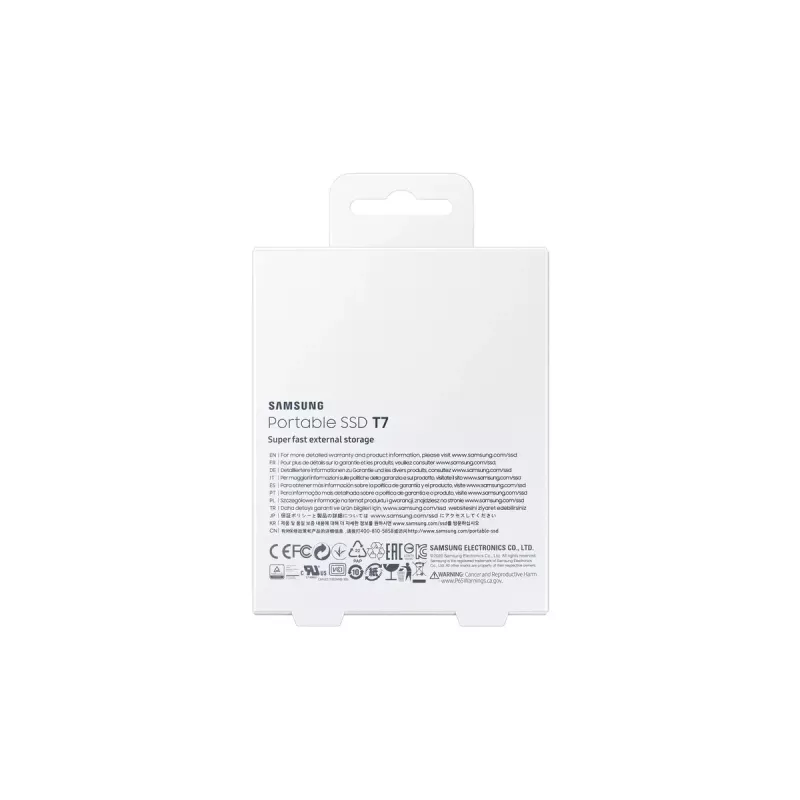 External SSD Samsung T7 Portable 1 TB, USB-C 3.2 Gen 2, NVMe, AES-256 Hardware Encryption, Blue