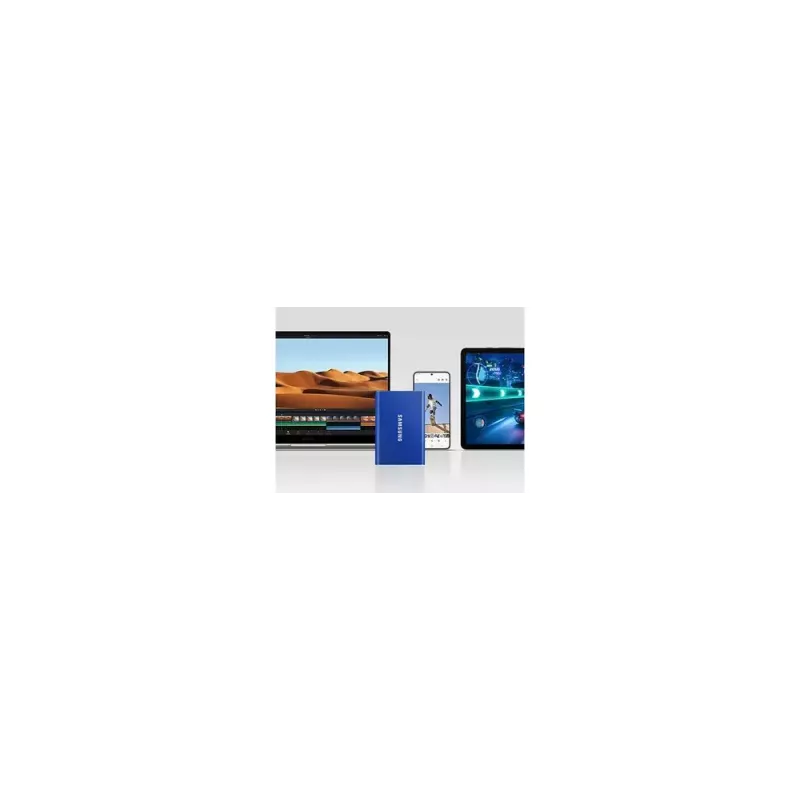 External SSD Samsung T7 Portable 1 TB, USB-C 3.2 Gen 2, NVMe, AES-256 Hardware Encryption, Blue