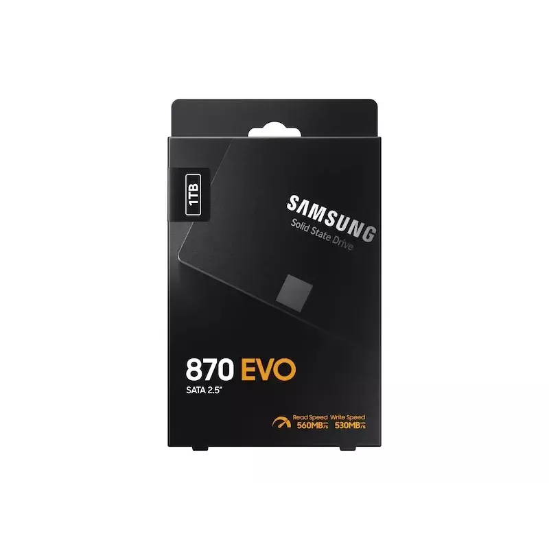 SSD 2.5 inch Samsung 870 EVO 1000 GB — SATA III, Read 560 MB/s, Write 530 MB/s, Black