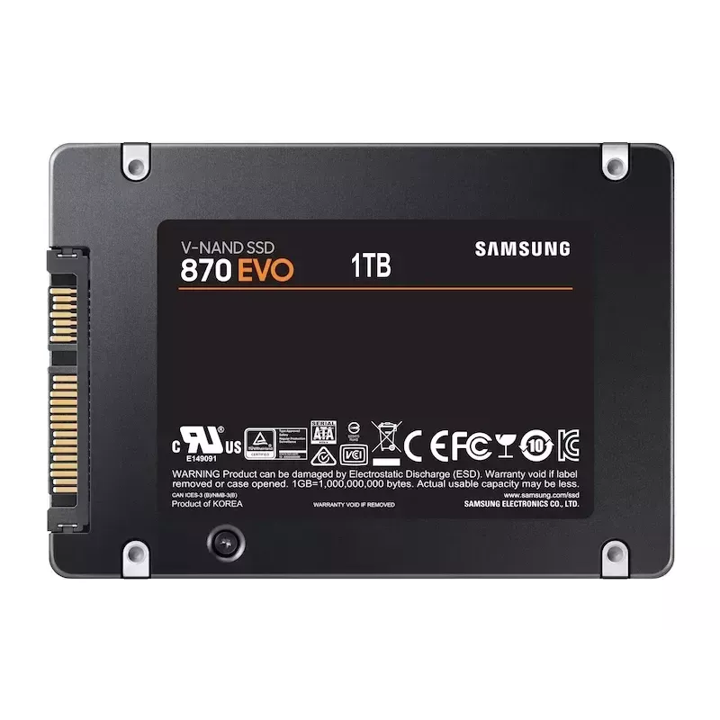 SSD 2.5 inch Samsung 870 EVO 1000 GB — SATA III, Read 560 MB/s, Write 530 MB/s, Black