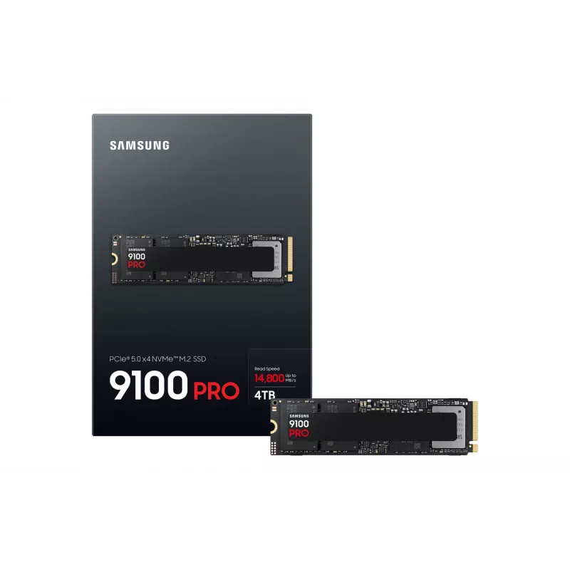 SSD M.2 Samsung 9100 PRO 4 TB PCIe 5.0 NVMe — 2280, Read 14800 MB/s, Write 13400 MB/s, V-NAND TLC