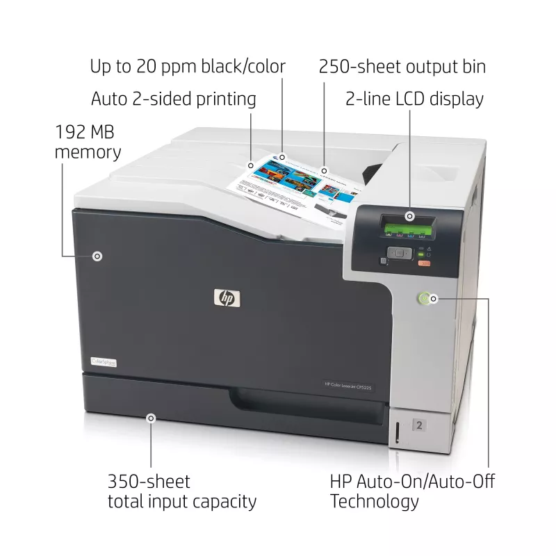 HP Color LaserJet Professional CP5225dn Printer, Laser, Colour, 600 x 600 DPI, A3, 20 ppm, Duplex printing