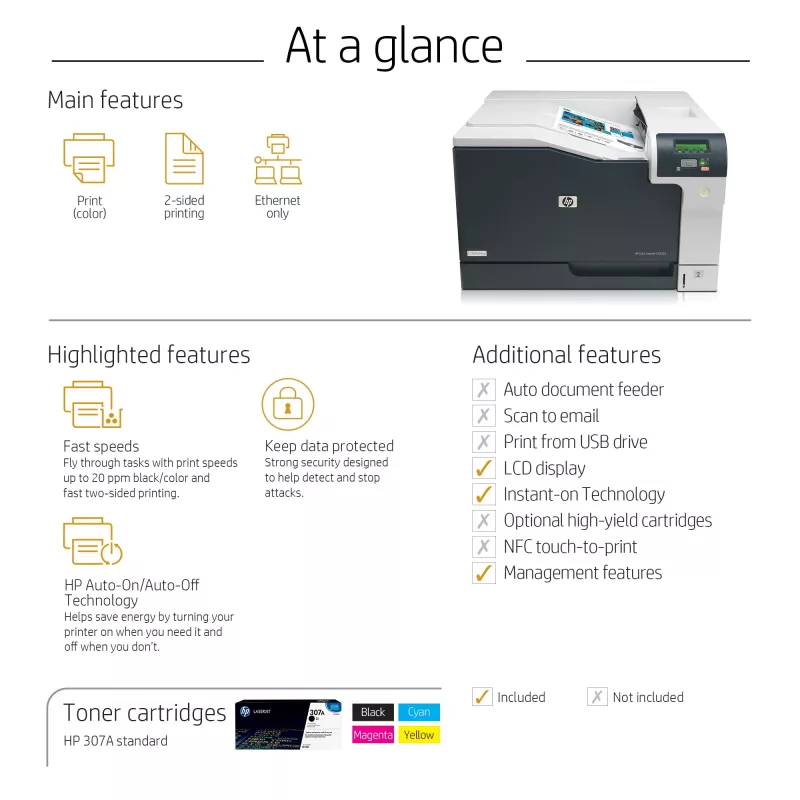 HP Color LaserJet Professional CP5225dn Printer, Laser, Colour, 600 x 600 DPI, A3, 20 ppm, Duplex printing