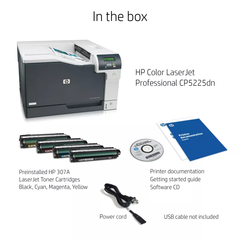 HP Color LaserJet Professional CP5225dn Printer, Laser, Colour, 600 x 600 DPI, A3, 20 ppm, Duplex printing