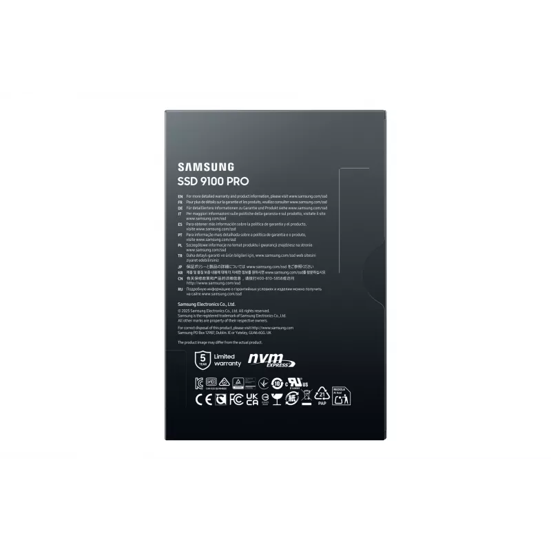 M.2 NVMe SSD Samsung 9100 PRO 1 TB, PCIe 5.0, 2280, Read 14700 MB/s, Write 13300 MB/s
