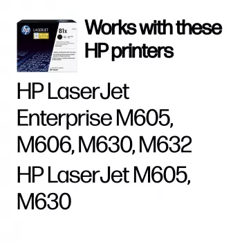 HP 81X High Yield Black Original LaserJet Toner Cartridge, 25000 pages, Black, 1 pc(s)
