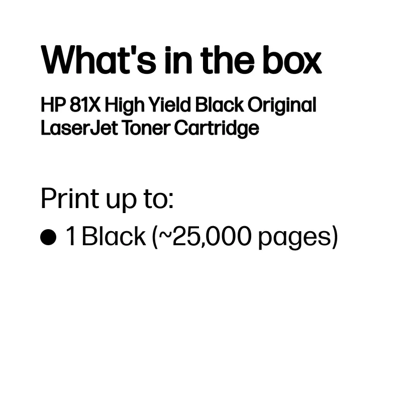 HP 81X High Yield Black Original LaserJet Toner Cartridge, 25000 pages, Black, 1 pc(s)