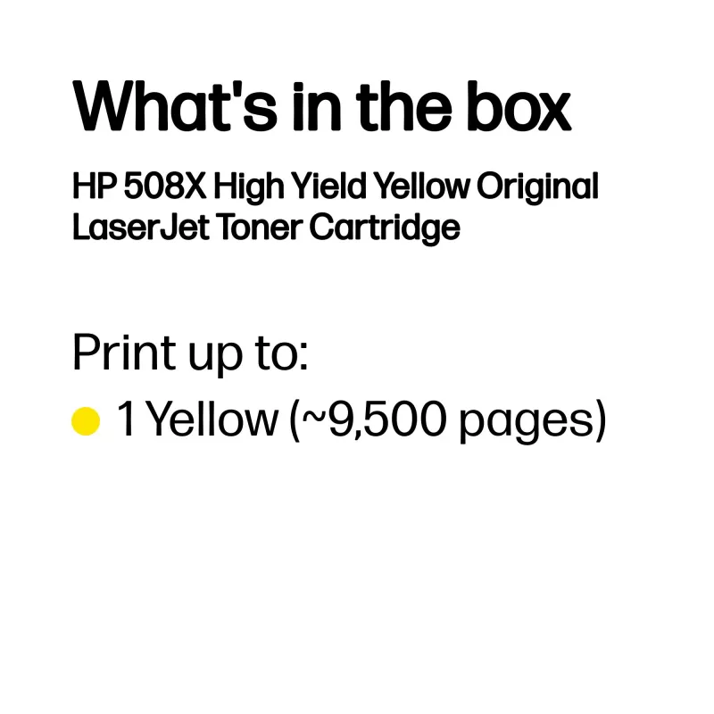 HP 508X High Yield Yellow Original LaserJet Toner Cartridge, 9500 pages, Yellow, 1 pc(s)