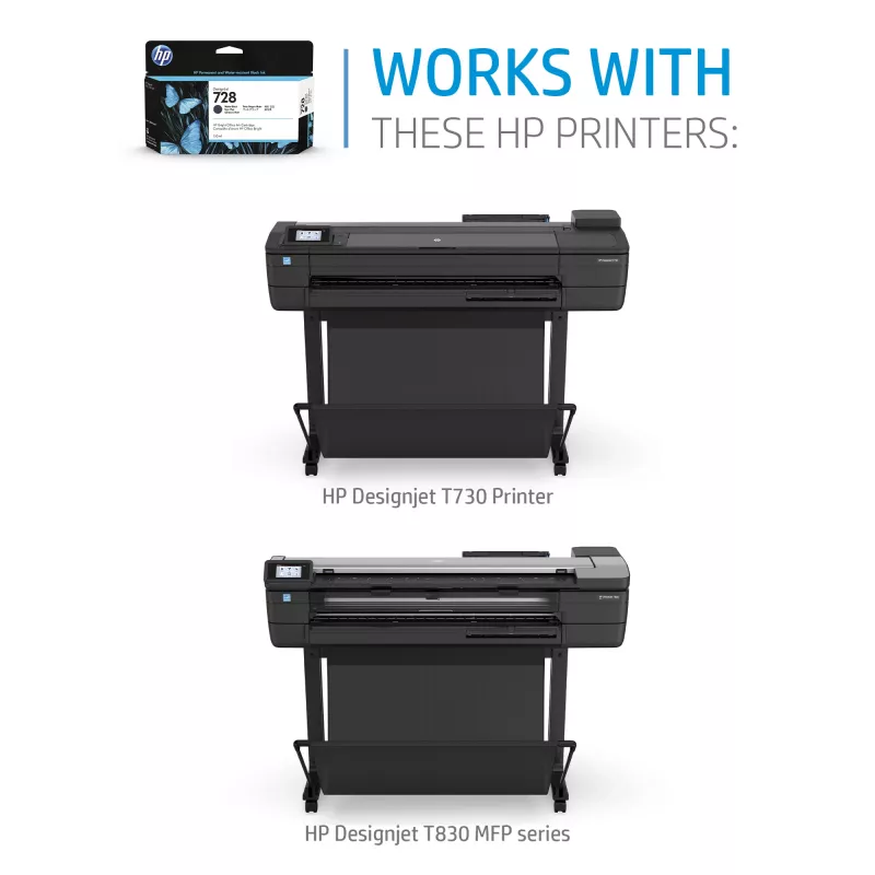 HP 728 130-ml Magenta DesignJet Ink Cartridge, HP DesignJet T730 Printer, HP DesignJet T830 Multifunction Printer, Thermal inkjet, Magenta, Singapore, 202 mm, 129 mm