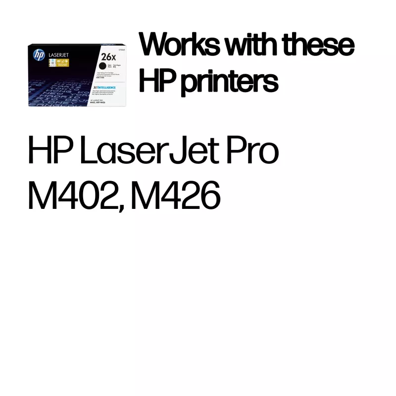 HP 26X High Yield Black Original LaserJet Toner Cartridge, 9000 pages, Black, 1 pc(s)