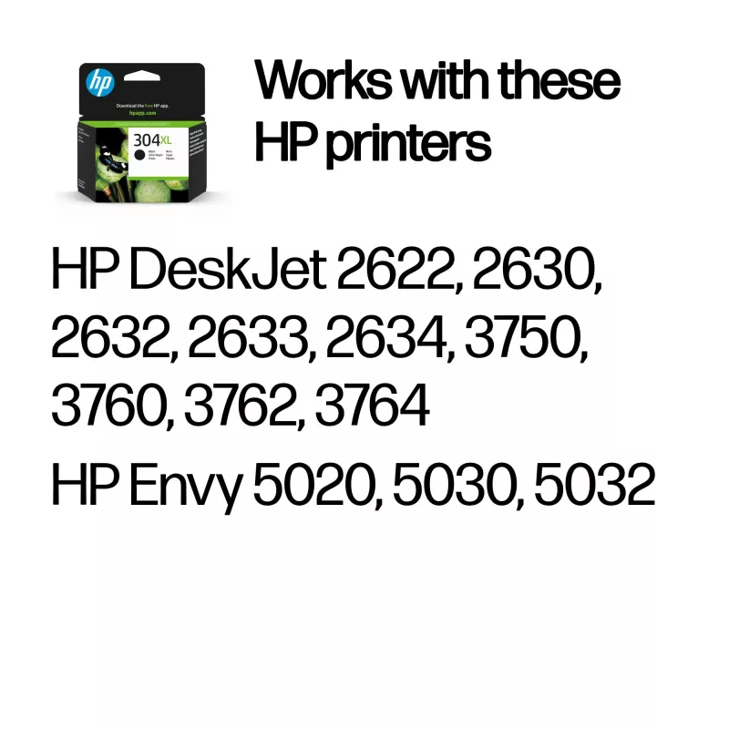 HP 304XL Black Original Ink Cartridge, Black, 1 pc(s), 300 pages