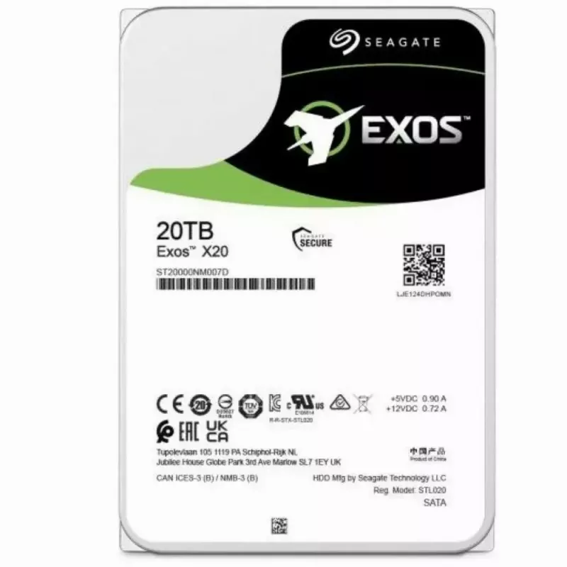 Seagate Enterprise Exos X20 internal hard drive 20 TB 7200 RPM 3.5 inch Serial ATA III
