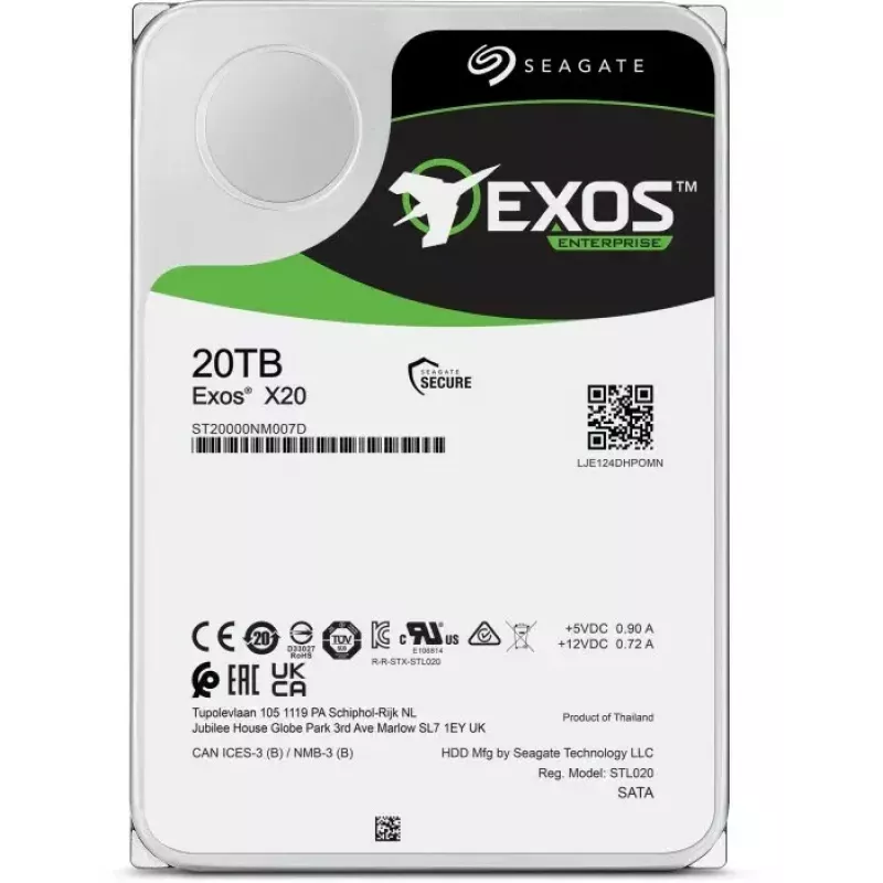 Seagate Enterprise Exos X20 internal hard drive 20 TB 7200 RPM 3.5 inch Serial ATA III