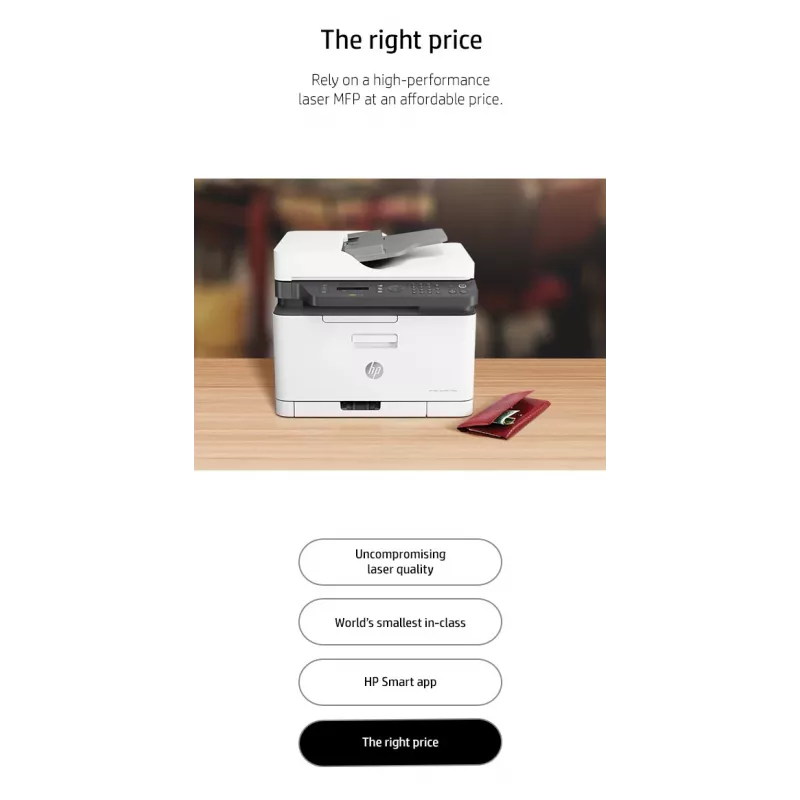 HP Color Laser MFP 179fnw, Laser, Colour printing, 600 x 600 DPI, A4, Direct printing, Black, White