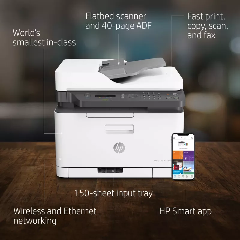 HP Color Laser MFP 179fnw, Laser, Colour printing, 600 x 600 DPI, A4, Direct printing, Black, White