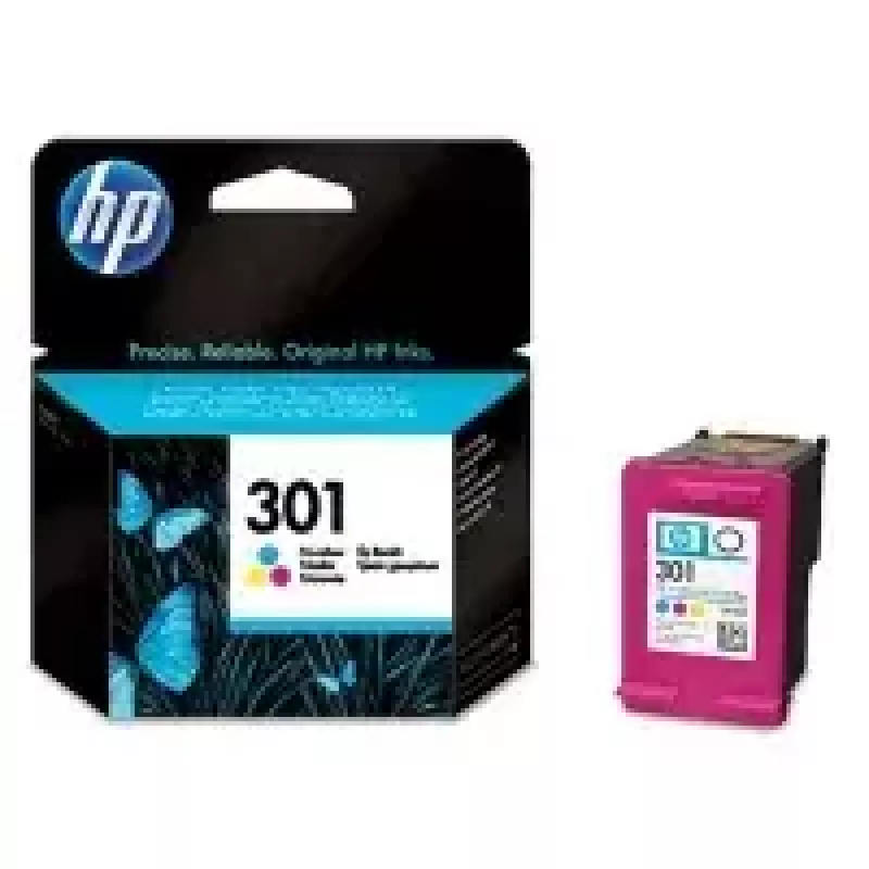 HP 301 Tri-color Original Ink Cartridge. Colour ink page yield: 150 pages, Printing colours: Cyan, Magenta, Yellow, Quantity per pack: 1 pc(s)