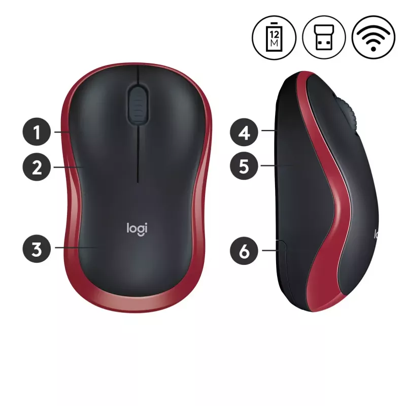 Mouse Logitech M185 Wireless Red