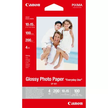 Canon GP-501 Glossy Photo Paper 4x6 inch - 100 Sheets, Gloss, 210 g/m², 100 sheets, 210 µm, 100 mm, 150 mm