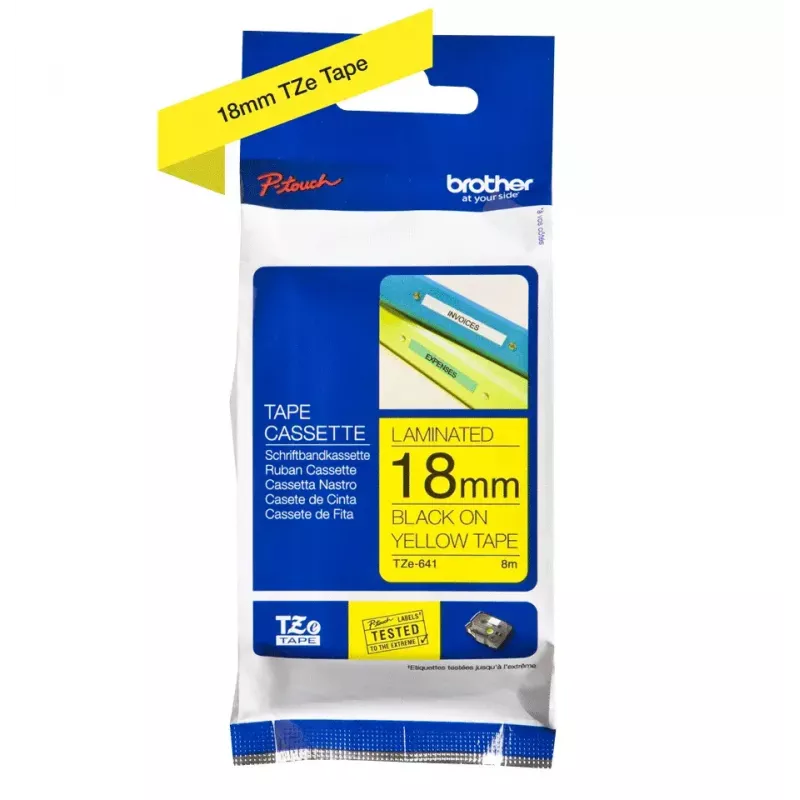 Labeling Tape Brother TZe641 18mm Black on Yellow