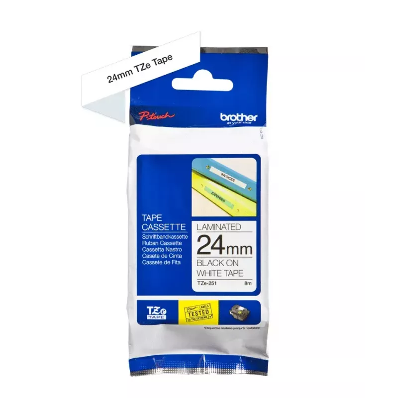 Brother TZE-251 label-making tape Black on white