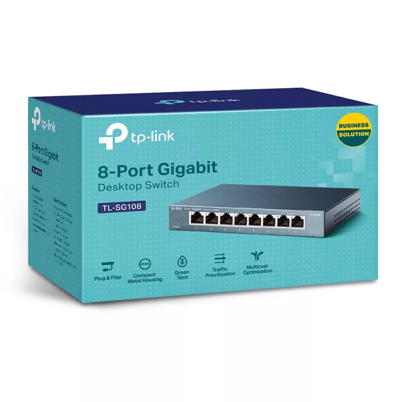 TP-Link 8-Port 10/100/1000Mbps Desktop Network Switch, Unmanaged, Gigabit Ethernet (10/100/1000), Full duplex
